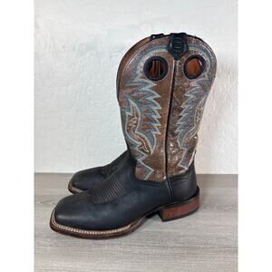 Mens Dan Post Deuce Black Brown Stitched Leather Western 8.5 Cowboy Boots DP4558